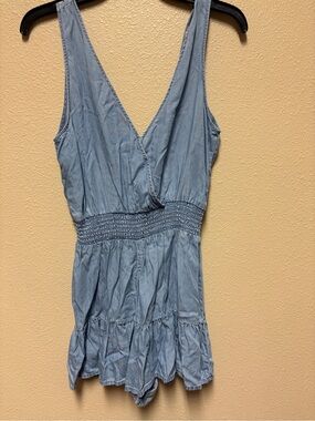Love Tree Light Blue Denim-Style Romper